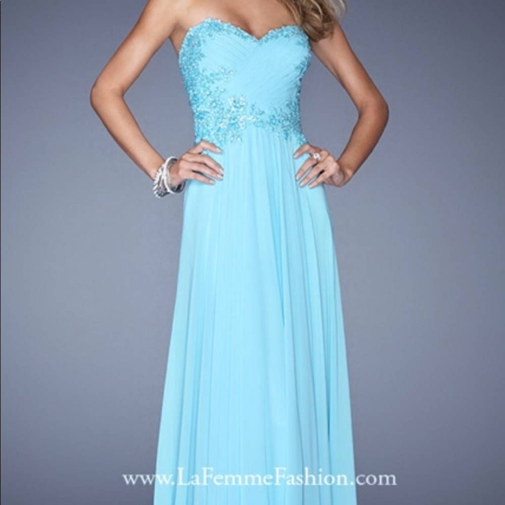 La Femme prom dress gown New Aqua Blue size 2